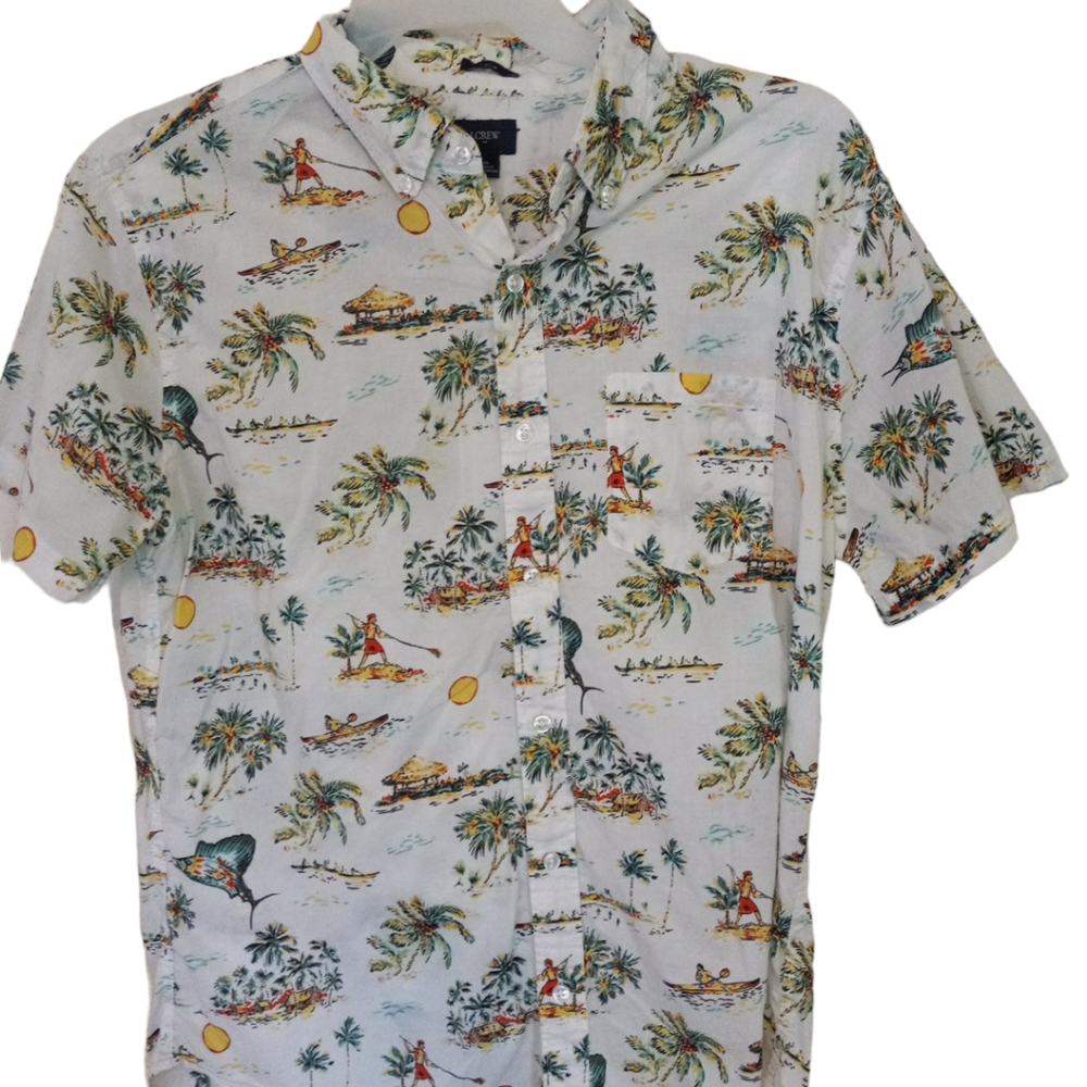 J crew slim fit short sleeve beach shirt XL
